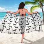 Black And White Dachshund Pattern Print Beach Sarong Wrap