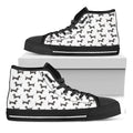 Black And White Dachshund Pattern Print Black High Top Sneakers