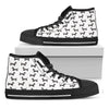 Black And White Dachshund Pattern Print Black High Top Shoes