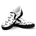 Black And White Dachshund Pattern Print Black Slip On Sneakers