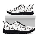 Black And White Dachshund Pattern Print Black Sneakers