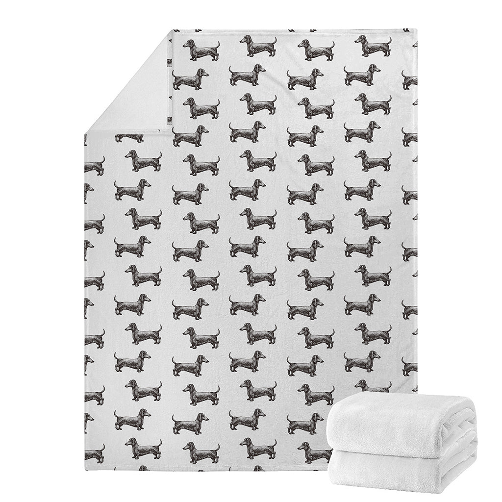 Black And White Dachshund Pattern Print Blanket