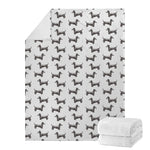 Black And White Dachshund Pattern Print Blanket