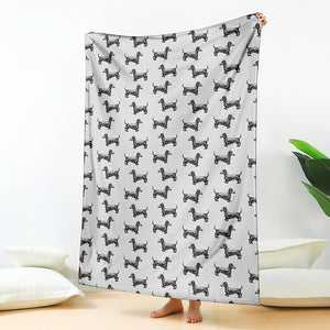 Black And White Dachshund Pattern Print Blanket