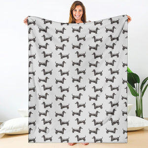 Black And White Dachshund Pattern Print Blanket