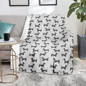 Black And White Dachshund Pattern Print Blanket