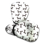 Black And White Dachshund Pattern Print Boxing Gloves