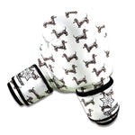 Black And White Dachshund Pattern Print Boxing Gloves