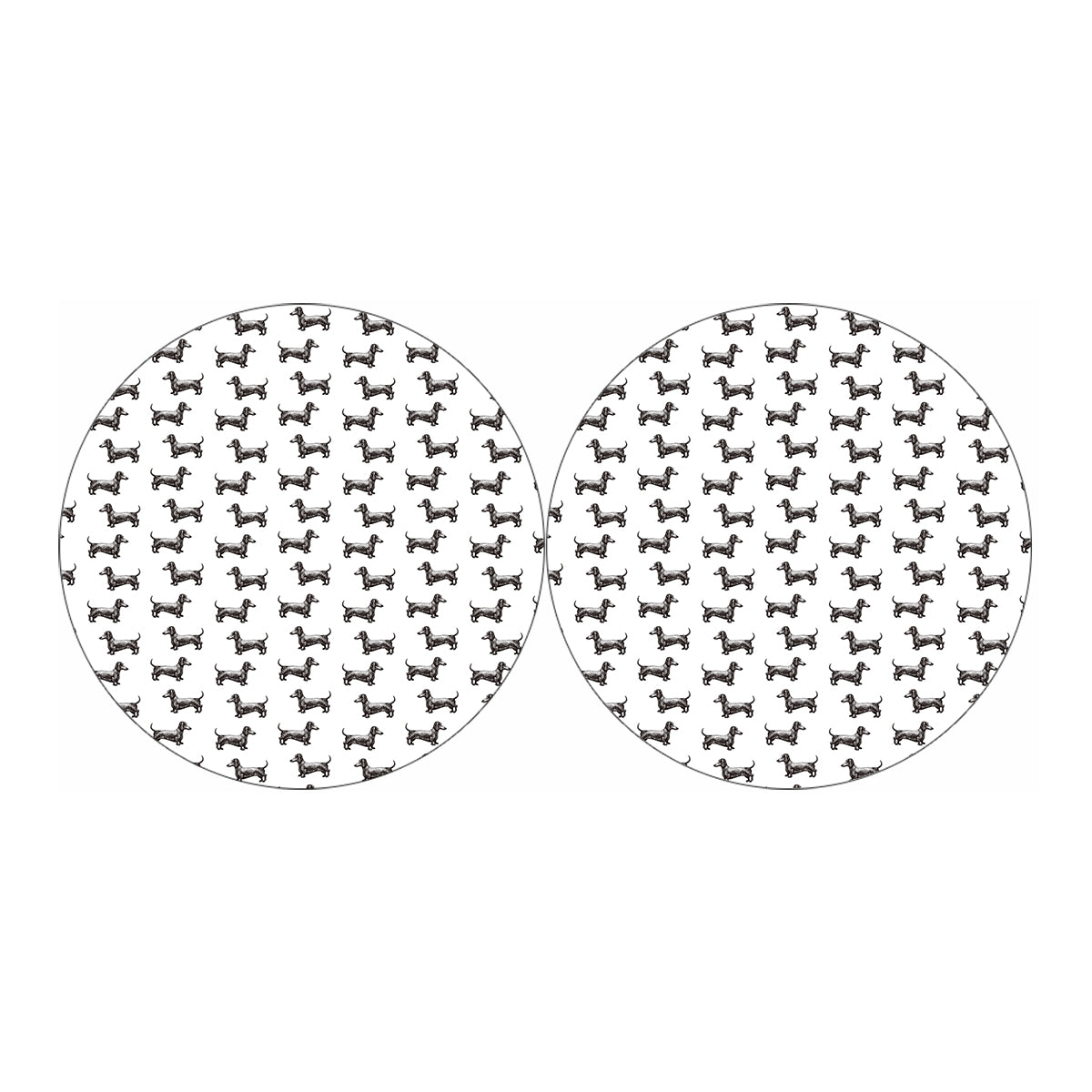 Black And White Dachshund Pattern Print Car Coasters