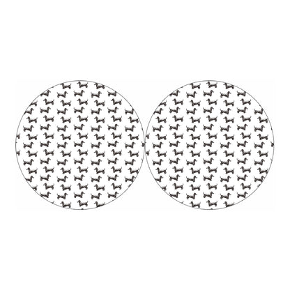 Black And White Dachshund Pattern Print Car Coasters