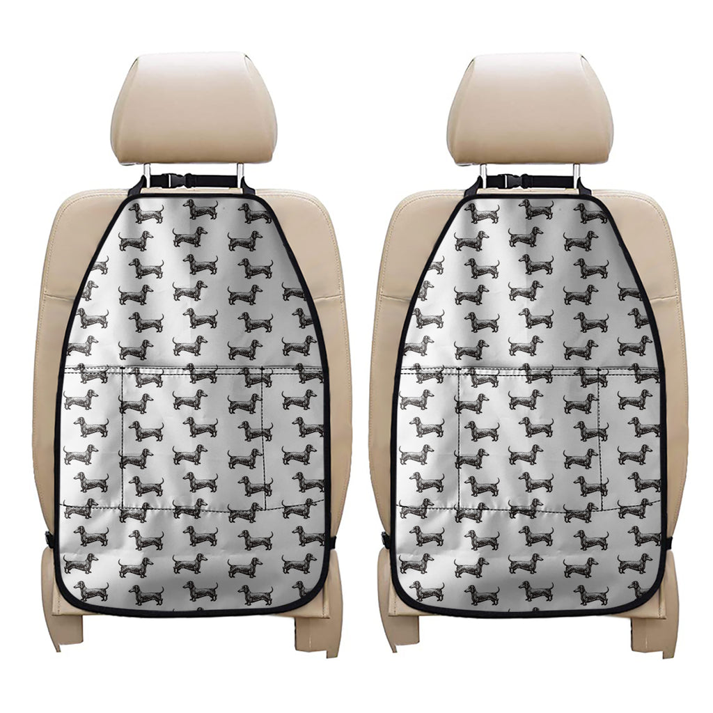 Black And White Dachshund Pattern Print Car Seat Organizers