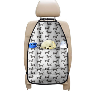 Black And White Dachshund Pattern Print Car Seat Organizers