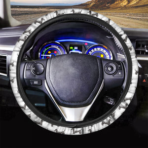 Black And White Dachshund Pattern Print Car Steering Wheel Cover