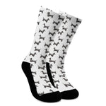 Black And White Dachshund Pattern Print Crew Socks