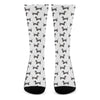 Black And White Dachshund Pattern Print Crew Socks