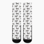 Black And White Dachshund Pattern Print Crew Socks