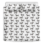 Black And White Dachshund Pattern Print Duvet Cover Bedding Set