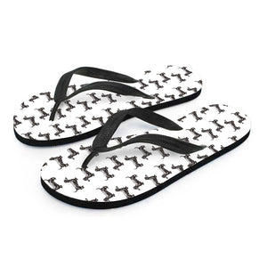 Black And White Dachshund Pattern Print Flip Flops