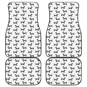 Black And White Dachshund Pattern Print Front and Back Car Floor Mats