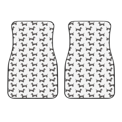 Black And White Dachshund Pattern Print Front Car Floor Mats