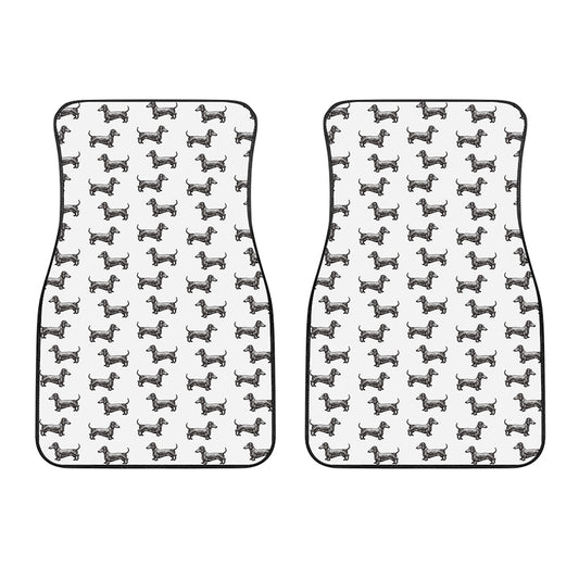 Black And White Dachshund Pattern Print Front Car Floor Mats