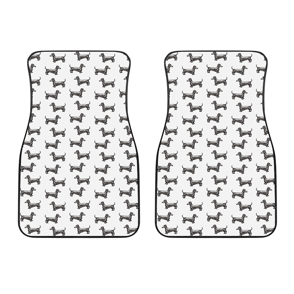 Black And White Dachshund Pattern Print Front Car Floor Mats