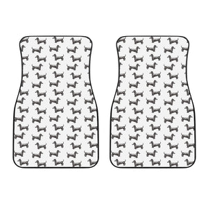 Black And White Dachshund Pattern Print Front Car Floor Mats