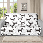 Black And White Dachshund Pattern Print Futon Protector