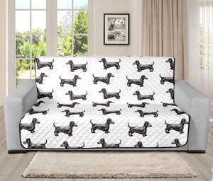 Black And White Dachshund Pattern Print Futon Protector