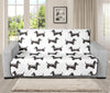 Black And White Dachshund Pattern Print Futon Protector