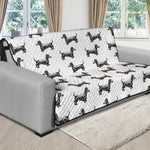 Black And White Dachshund Pattern Print Futon Protector