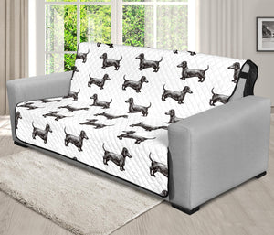 Black And White Dachshund Pattern Print Futon Protector