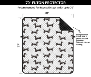 Black And White Dachshund Pattern Print Futon Protector