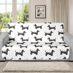 Black And White Dachshund Pattern Print Futon Protector