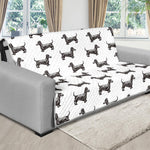 Black And White Dachshund Pattern Print Futon Protector