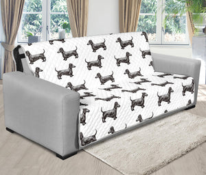 Black And White Dachshund Pattern Print Futon Protector