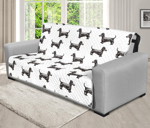 Black And White Dachshund Pattern Print Futon Protector