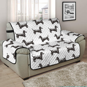 Black And White Dachshund Pattern Print Half Sofa Protector