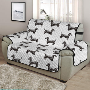 Black And White Dachshund Pattern Print Half Sofa Protector