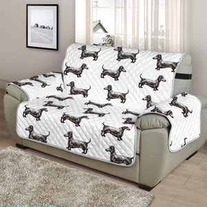 Black And White Dachshund Pattern Print Half Sofa Protector