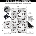 Black And White Dachshund Pattern Print Half Sofa Protector