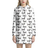 Black And White Dachshund Pattern Print Hoodie Dress