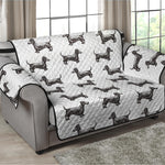 Black And White Dachshund Pattern Print Loveseat Protector