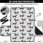 Black And White Dachshund Pattern Print Loveseat Protector