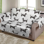 Black And White Dachshund Pattern Print Loveseat Protector