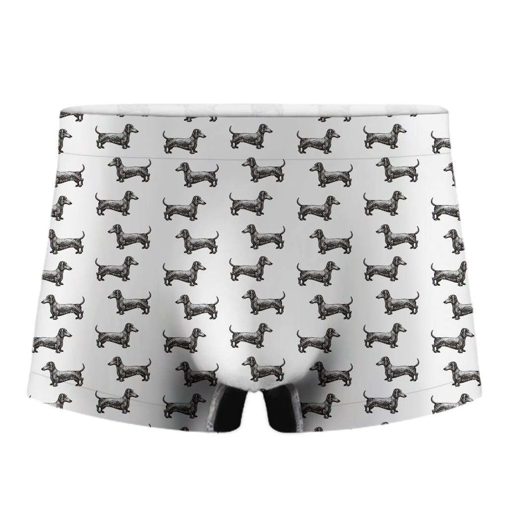 Black And White Dachshund Pattern Print Men's Boxer Briefs