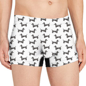 Black And White Dachshund Pattern Print Men's Boxer Briefs