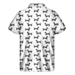 Black And White Dachshund Pattern Print Men's Short Sleeve Shirt