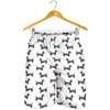 Black And White Dachshund Pattern Print Men's Shorts