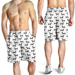 Black And White Dachshund Pattern Print Men's Shorts